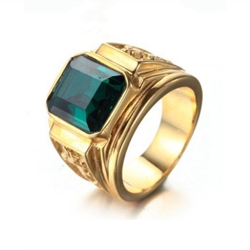 Fashion Rings Vintage Men's Emrald Rings